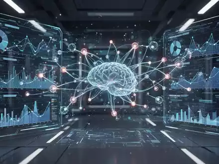 Holografische Darstellung komplexer Datenvisualisierungen mit leuchtenden Linien und Knoten, die wissenschaftlichen Fortschritt symbolisieren. - Foto: über boerse-global.de