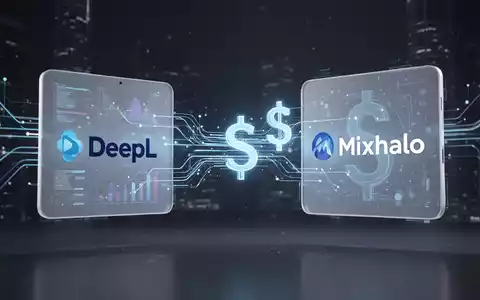 DeepL- und Mixhalo-Plattformen, die eine digitale Übernahme symbolisieren, mit einem Dollarzeichen. Abstract, sauber, modern. - Foto: über boerse-global.de