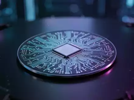 Nahaufnahme eines einzelnen Mikrochips oder einer Halbleiterwafer mit komplexen Schaltkreisen und weicher Beleuchtung. - Foto: über boerse-global.de