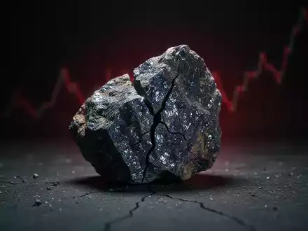 Ein einzelnes, rissiges Seltenerdmineral, das einen starken Rückgang der Aktienkurse von Brazilian Rare Earths symbolisiert. - Foto: über boerse-global.de