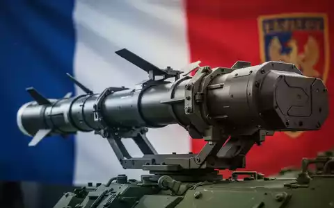 Ein modernes, schlankes Panzerabwehrraketen-System in Nahaufnahme, im Hintergrund verschwommen eine französische Flagge. - Foto: über boerse-global.de