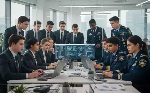 Eine vielfältige Gruppe junger Fachkräfte in einem modernen Büro, einige in Anzügen, andere in Uniformen, die zusammenarbeiten. - Foto: über boerse-global.de