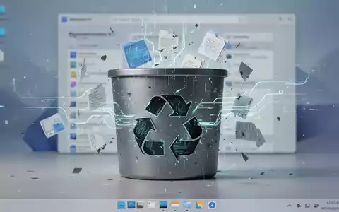 A stylized computer desktop with a glitched Recycle Bin icon, showing abstract data streams and broken file icons. - Foto: über boerse-global.de