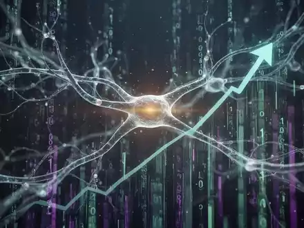 Abstrakte Darstellung von künstlicher Intelligenz und Big Data mit leuchtenden Netzwerken und Datenströmen. - Foto: über boerse-global.de
