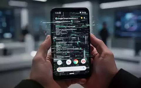 Nahaufnahme einer Hand, die ein Google Pixel-Smartphone mit einem fehlerhaften Bildschirm hält, der verzerrte digitale Muster und Fehlermeldungen anzeigt. - Foto: über boerse-global.de
