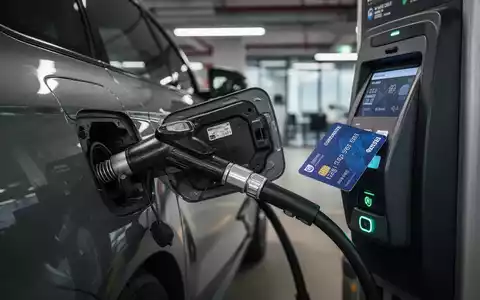 Nahaufnahme eines Tankvorgangs mit einer Firmen-Tankkarte, symbolisiert die neuen Sparmaßnahmen und Regeln für Dienstwagen bei VW. - Foto: über boerse-global.de