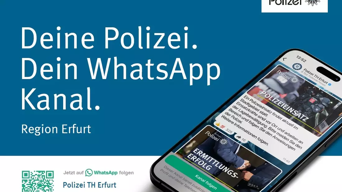 LPI-EF: Erfurter Polizei bringt mit eigenem WhatsApp-Kanal Blaulicht aufs Handy - Bild: presseportal.de