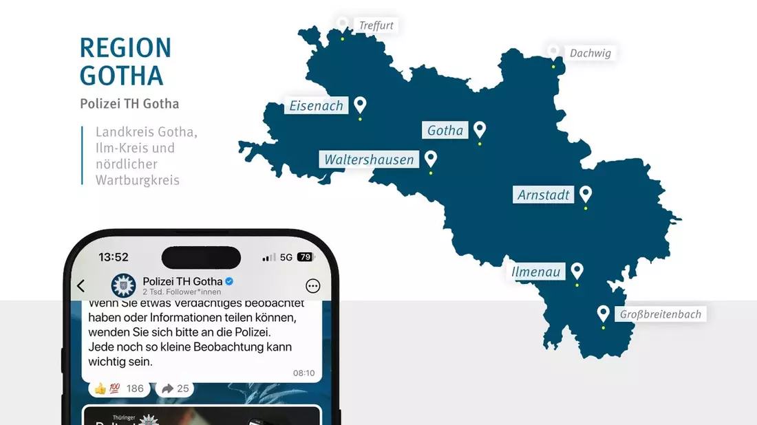 LPI-GTH: Blaulicht aufs Handy: Landespolizeiinspektion Gotha startet WhatsApp-Kanal - Bild: presseportal.de