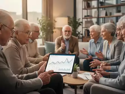 Eine vielfältige Gruppe von Menschen diskutiert über Altersvorsorge und Rentenplanung, mit Fokus auf Finanzen und Zukunftssicherheit. - Foto: über boerse-global.de