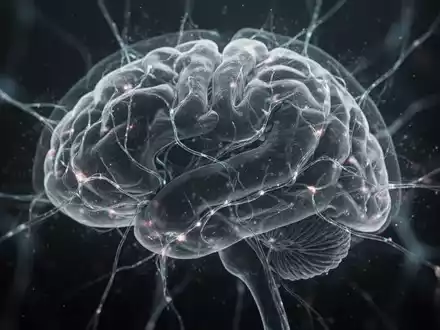 Abstrakte Darstellung von Gehirnstrukturen mit leuchtenden neuronalen Verbindungen, die an einigen Stellen verblassen, um Volumenreduktion zu symbolisieren. - Foto: über boerse-global.de