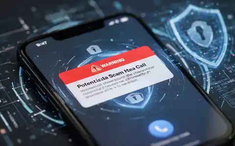 Ein Smartphone-Bildschirm zeigt eine Warnung vor einem Betrugsanruf, im Hintergrund verschwommene digitale Sicherheitselemente. - Foto: über boerse-global.de