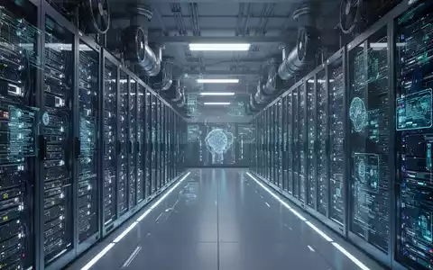 Interior of a large, modern data center with glowing server racks, representing advanced AI infrastructure and computing power. - Foto: über boerse-global.de