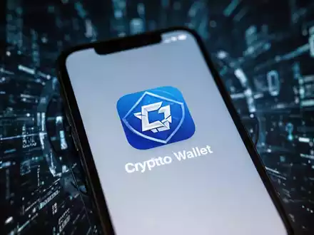 Nahaufnahme eines Smartphone-Bildschirms mit einem gefälschten Krypto-Wallet-App-Logo, unscharfer digitaler Hintergrund. - Foto: über boerse-global.de