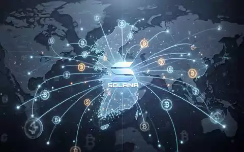 A glowing Solana blockchain network over a map of South Korea and global payment routes, symbolizing cross-border financial transactions. - Foto: über boerse-global.de