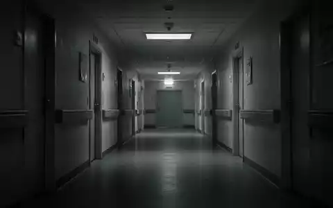Ein langer, leerer und schwach beleuchteter Krankenhausflur in Deutschland, der Unsicherheit und Rückgang symbolisiert. - Foto: über boerse-global.de