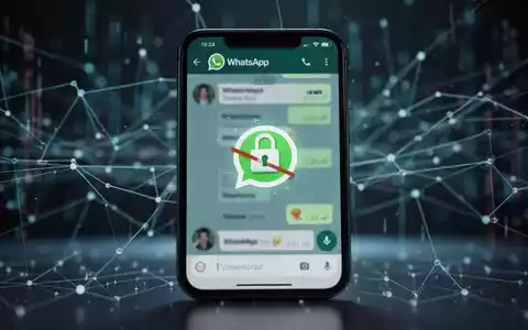 A smartphone screen displaying the WhatsApp interface with a subtle 'blocked' notification, emphasizing encryption and privacy. - Foto: über boerse-global.de
