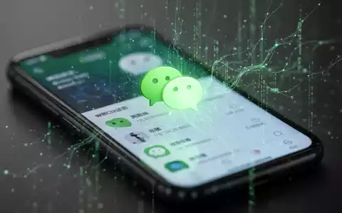A stylized, glowing green AI assistant icon on a smartphone screen displaying the WeChat interface, with subtle data streams. - Foto: über boerse-global.de