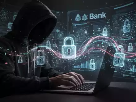 Eine Person mit Kapuze tippt auf einem Laptop, umgeben von leuchtenden Datenströmen und digitalen Sicherheitsschlössern, die Cyberkriminalität symbolisieren. - Foto: über boerse-global.de