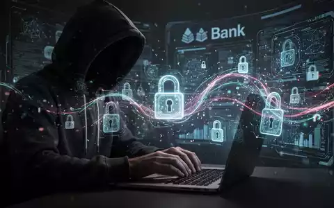 Eine Person mit Kapuze tippt auf einem Laptop, umgeben von leuchtenden Datenströmen und digitalen Sicherheitsschlössern, die Cyberkriminalität symbolisieren. - Foto: über boerse-global.de