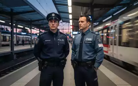 Ein Polizist und ein ÖBB-Sicherheitsbeamter stehen auf einem Bahnsteig, symbolisierend die erneuerte Sicherheitspartnerschaft. - Foto: über boerse-global.de