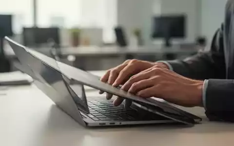 Hände schließen einen Laptop, im Hintergrund ein unscharfes Büro. Symbolisiert Stressreduktion durch weniger E-Mail-Checks. - Foto: über boerse-global.de