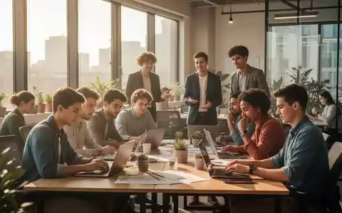 Junge Fachkräfte in einem modernen Büro, die zusammenarbeiten und eine ausgeglichene Work-Life-Balance ausstrahlen. - Foto: über boerse-global.de
