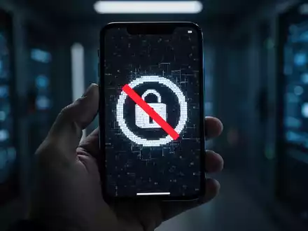Ein Smartphone-Bildschirm zeigt ein Deaktivierungssymbol. Eine Hand hält das Gerät in einer dunklen, technologischen Umgebung. - Foto: über boerse-global.de