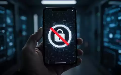 Ein Smartphone-Bildschirm zeigt ein Deaktivierungssymbol. Eine Hand hĂ€lt das GerĂ€t in einer dunklen, technologischen Umgebung. - Foto: ĂŒber boerse-global.de
