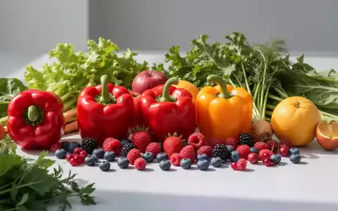 Eine lebendige Anordnung von frischem Obst und Gemüse, darunter rote Paprika und Beeren, auf einer sauberen Oberfläche. - Foto: über boerse-global.de