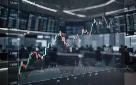 Nahaufnahme eines fallenden Aktienkursdiagramms auf einem Bildschirm, der finanzielle Schwierigkeiten widerspiegelt, mit einem unscharfen Hintergrund eines Handelsraums. - Foto: über boerse-global.de