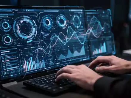 A close-up of a digital screen with an AI interface and blurred hands typing, symbolizing AI-driven fraud and forged documents. - Foto: über boerse-global.de