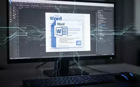 A close-up of a computer screen showing a JPG image transforming into an editable Word document with data transfer lines. - Foto: über boerse-global.de