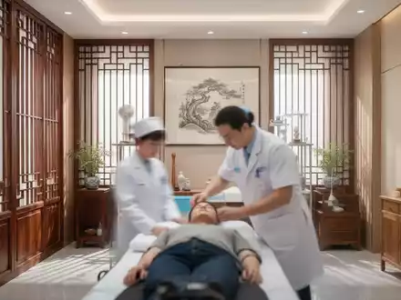 Eine moderne Klinik mit traditionellen chinesischen Elementen, wo ein Arzt einen Patienten behandelt, der die Integration von TCM und moderner Medizin symbolisiert. - Foto: über boerse-global.de