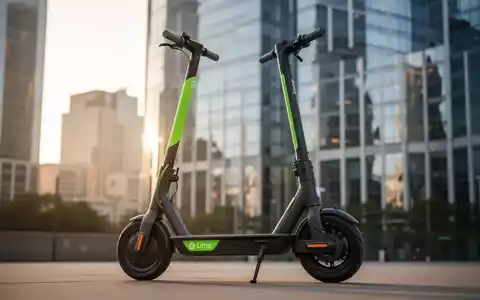 Ein moderner, elektrischer Roller mit grünen Akzenten vor einem unscharfen Finanzviertel, der Investition und Mobilität symbolisiert. - Foto: über boerse-global.de