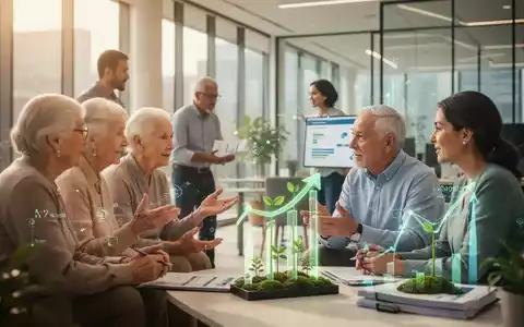 Eine Gruppe von Menschen unterschiedlichen Alters, die sich in einem modernen Raum angeregt unterhalten, symbolisiert Altersvorsorge und Rentenreform. - Foto: über boerse-global.de