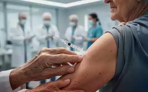 Nahaufnahme eines Arms, der eine Impfung gegen Gürtelrose erhält, mit unscharfem medizinischem Hintergrund. - Foto: über boerse-global.de