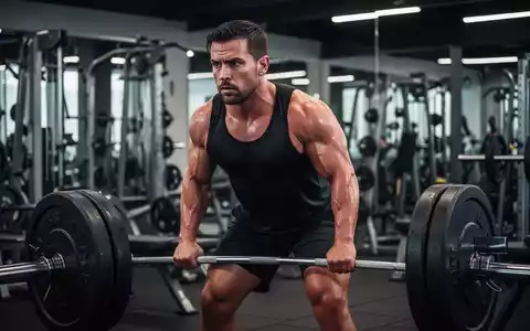 Ein durchtrainierter Profisportler konzentriert sich auf schwere Kreuzheben in einem modernen Fitnessstudio, Schweiß glänzt auf seiner Haut. - Foto: über boerse-global.de
