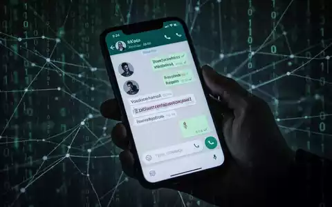 Ein Smartphone zeigt eine WhatsApp-Nachricht mit einem verdächtigen Link in einer dunklen Umgebung, die digitale Bedrohung andeutet. - Foto: über boerse-global.de