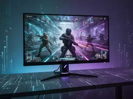 A high-end gaming monitor with a vibrant OLED display showing an esports game, symbolizing the collaboration between LG Display and ASUS. - Foto: über boerse-global.de