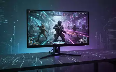 A high-end gaming monitor with a vibrant OLED display showing an esports game, symbolizing the collaboration between LG Display and ASUS. - Foto: über boerse-global.de