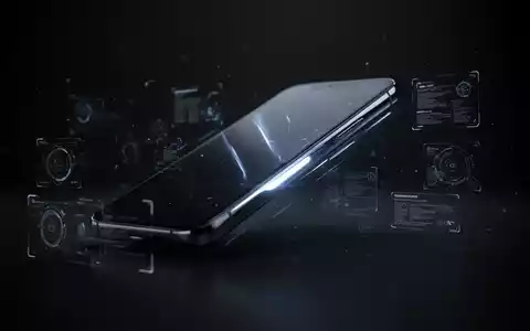 Ein schlankes, futuristisches Smartphone mit leuchtender Kante vor dunklem Hintergrund, umgeben von digitalen Elementen. - Foto: über boerse-global.de