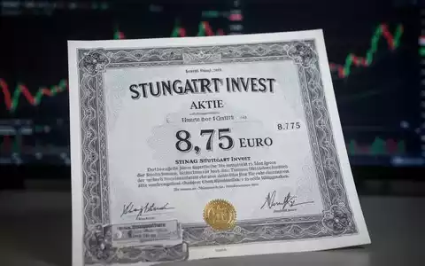 Nahaufnahme einer STINAG Stuttgart Invest Aktie mit der Zahl 8,75 Euro und verschwommenen Finanzmarktelementen im Hintergrund. - Foto: über boerse-global.de