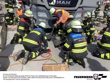 FW-M: Fahrradfahrerin von Lkw überrollt und eingeklemmt (Laim) - Foto: presseportal.de