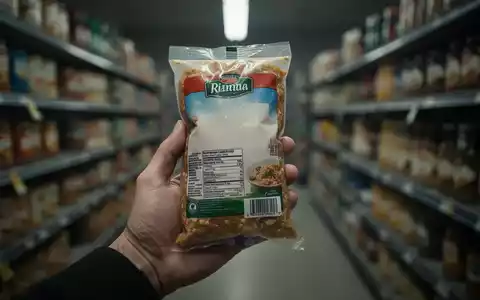 Eine Hand hält ein Lebensmittelprodukt mit unscharfem Etikett, im Hintergrund ein unscharfer Supermarktgang. - Foto: über boerse-global.de