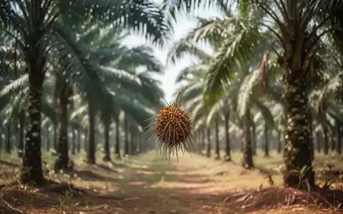 Eine weitläufige Palmölplantage mit Reihen von Ölpalmen unter klarem Himmel, die sich in die Ferne erstrecken. - Foto: über boerse-global.de