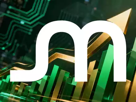 Abstrakte Darstellung von starkem Aktienwachstum mit aufsteigenden grünen und goldenen Linien über einem digitalen Hintergrund. - Foto: über boerse-global.de