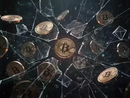 Abstrakte Darstellung von digitalen Token oder Datenpaketen, die zerstückelt oder umstritten sind, mit leuchtenden Linien und geometrischen Formen. - Foto: über boerse-global.de