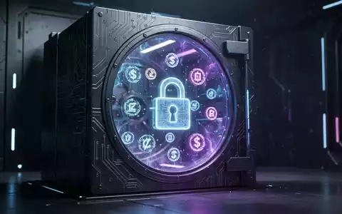 Ein futuristischer, sicherer digitaler Tresor, der mit Quantenenergie leuchtet und abstrakte Smart-Contract-Symbole schützt. - Foto: über boerse-global.de