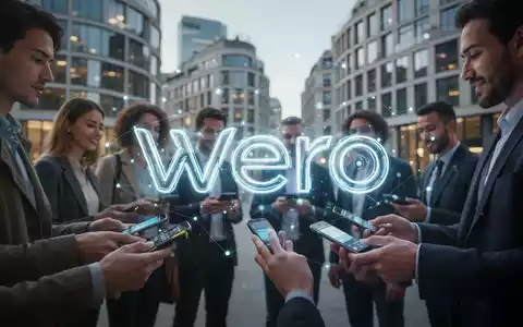 A stylized, glowing 'Wero' logo subtly overlaid on a blurred background of modern European architecture and people using mobile phones for payments. - Foto: über boerse-global.de