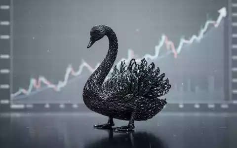 Ein stilisierter schwarzer Schwan aus Graphenmaterial auf einer reflektierenden Oberfläche vor einem unscharfen Aufwärtstrenddiagramm. - Foto: über boerse-global.de